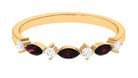 Simple Garnet and Diamond Half Eternity Ring Garnet - ( AAA ) - Quality - Rosec Jewels