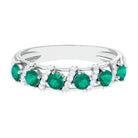 Designer Anniversary Ring with Emerald and Diamond Emerald - ( AAA ) - Quality - Rosec Jewels