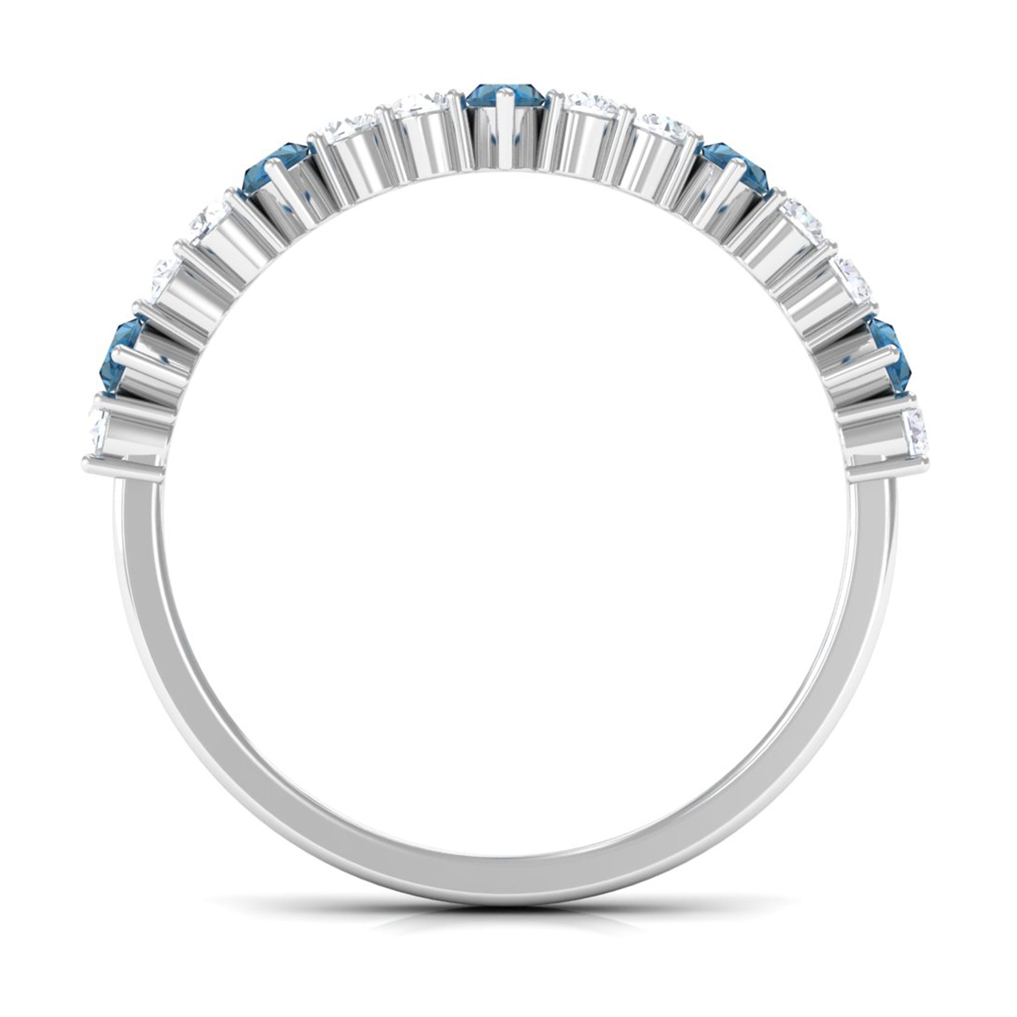 1.25 CT London Blue Topaz and Diamond Half Eternity Ring London Blue Topaz - ( AAA ) - Quality - Rosec Jewels