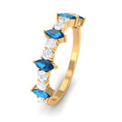 1.25 CT London Blue Topaz and Diamond Half Eternity Ring London Blue Topaz - ( AAA ) - Quality - Rosec Jewels