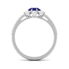 Classic Blue Sapphire Halo Engagement Ring with Diamond Blue Sapphire - ( AAA ) - Quality - Rosec Jewels