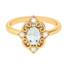 Solitaire Ethiopian Opal Art Deco Engagement Ring with Diamond Ethiopian Opal - ( AAA ) - Quality - Rosec Jewels