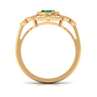 Oval Created Emerald Statement Engagement Ring with Moissanite Halo Lab Created Emerald - ( AAAA ) - Quality - Rosec Jewels