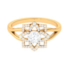 Certified Moissanite Floral Cocktail Ring Moissanite - ( D-VS1 ) - Color and Clarity - Rosec Jewels