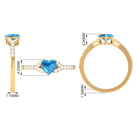 Heart Shape Swiss Blue Topaz Minimal Engagement Ring with Diamond Swiss Blue Topaz - ( AAA ) - Quality - Rosec Jewels