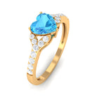 Heart Shape Swiss Blue Topaz Minimal Engagement Ring with Diamond Swiss Blue Topaz - ( AAA ) - Quality - Rosec Jewels