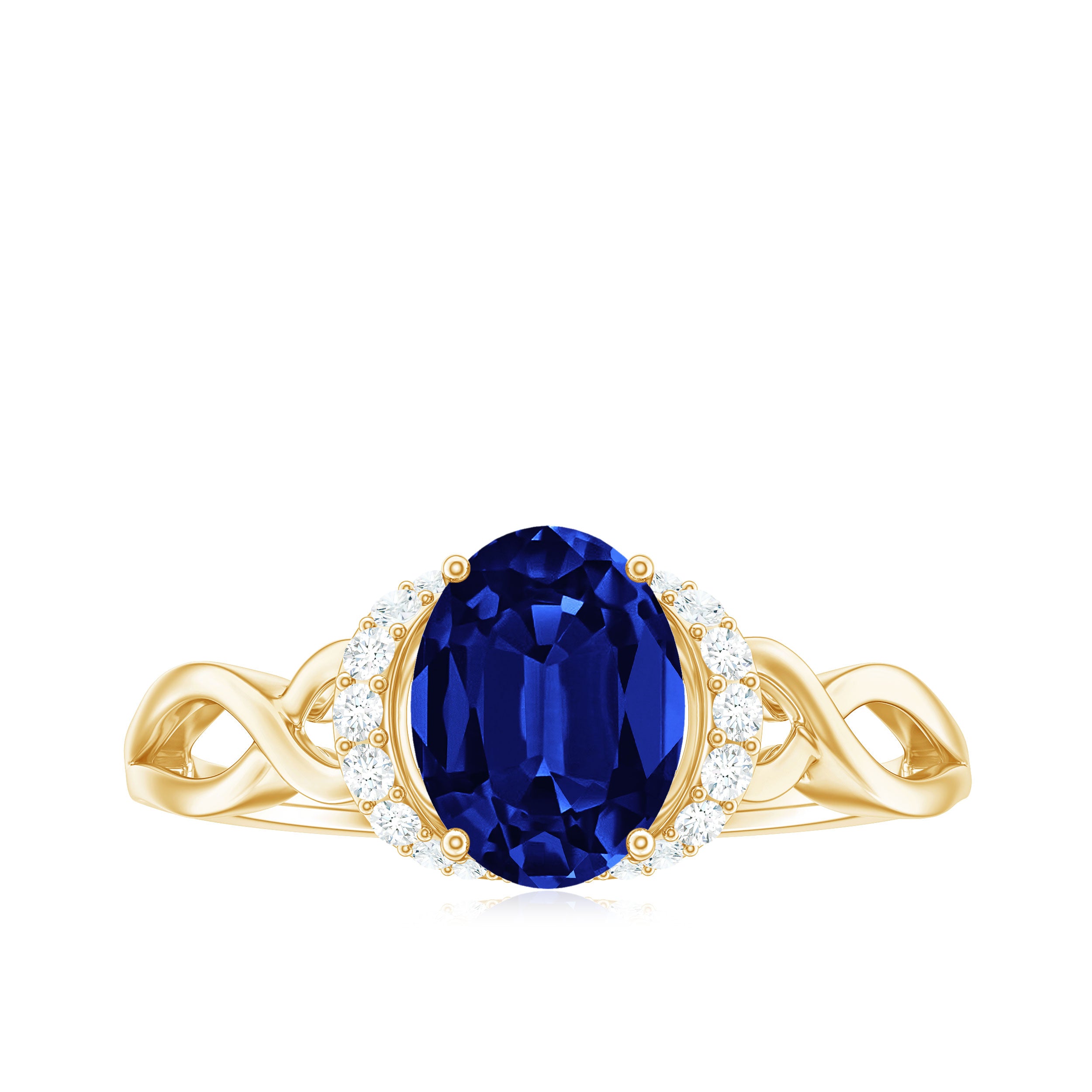 Rosec Jewels-Lab Grown Blue Sapphire and Diamond Solitaire Crossover Ring