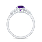 Classic Amethyst and Diamond Engagement Ring Amethyst - ( AAA ) - Quality - Rosec Jewels