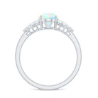 1.75 CT Oval Cut Ethiopian Opal Solitaire Ring with Diamond Accent Ethiopian Opal - ( AAA ) - Quality - Rosec Jewels