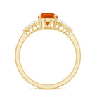 Solitaire Fire Opal Oval Engagement Ring with Diamond Fire Opal - ( AAA ) - Quality - Rosec Jewels