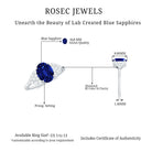 Oval Lab Grown Blue Sapphire Engagement Ring with Diamond Cluster Lab Created Blue Sapphire - ( AAAA ) - Quality - Rosec Jewels