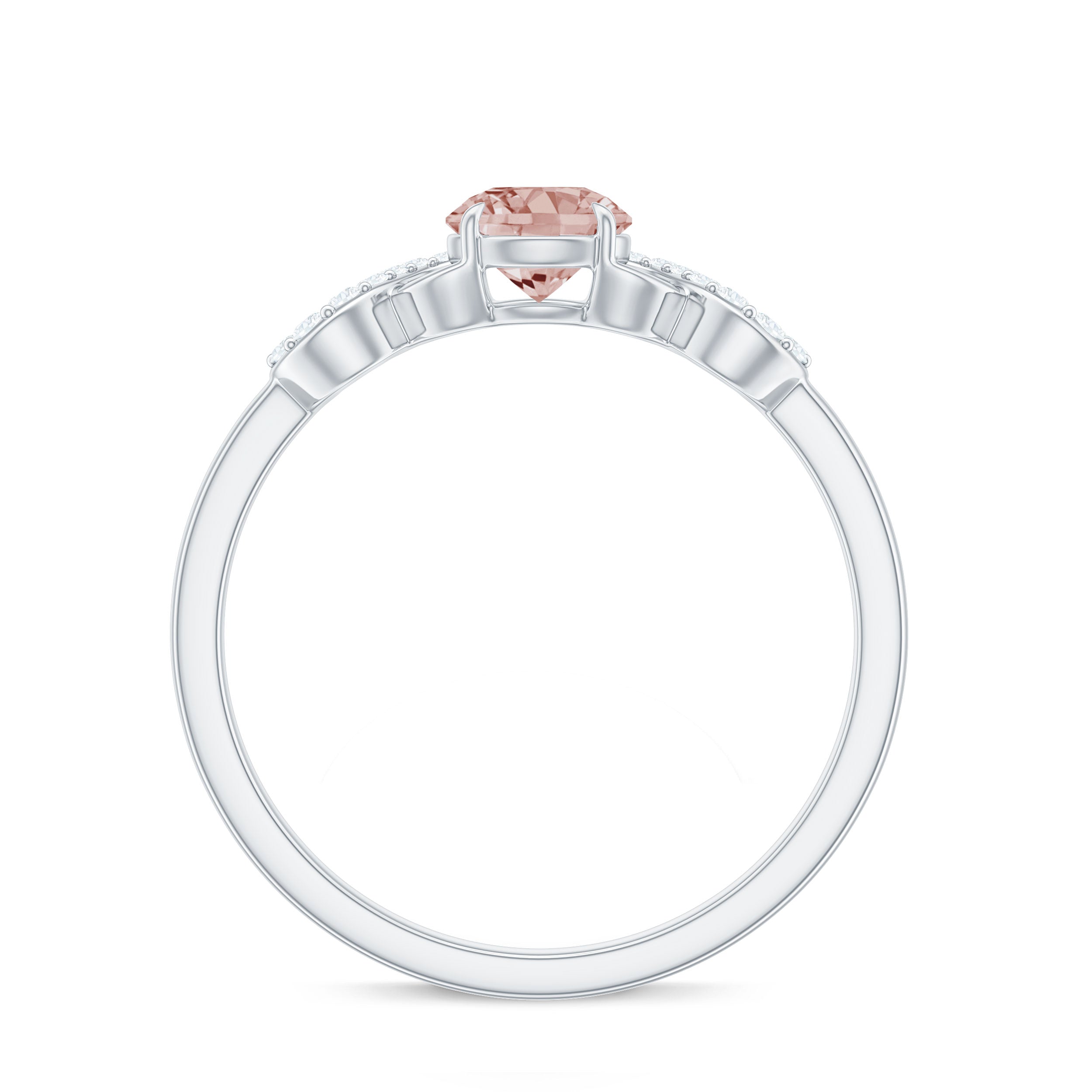 1/2 CT Round Morganite and Diamond Infinity Engagement Ring Morganite - ( AAA ) - Quality - Rosec Jewels