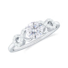 Round Moissanite Criss Cross Promise Ring Moissanite - ( D-VS1 ) - Color and Clarity - Rosec Jewels