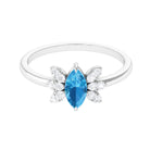 1 CT Marquise Cut Swiss Blue Topaz Promise Ring with Moissanite Swiss Blue Topaz - ( AAA ) - Quality 92.5 Sterling Silver 9 - Rosec Jewels