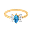 1 CT Marquise Cut Swiss Blue Topaz Promise Ring with Moissanite Swiss Blue Topaz - ( AAA ) - Quality - Rosec Jewels