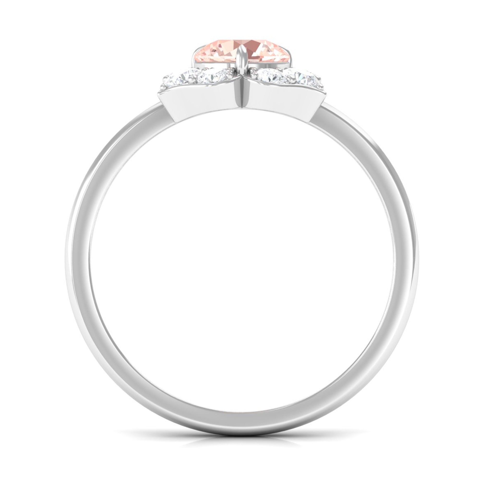 1 CT Round Morganite Flower Engagement Ring with Diamond Morganite - ( AAA ) - Quality - Rosec Jewels