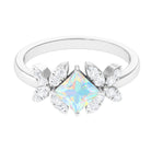 Princess Cut Ethiopian Opal Flower Engagement Ring with Diamond Ethiopian Opal - ( AAA ) - Quality - Rosec Jewels