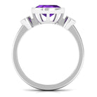 Bezel Set Oval Amethyst Solitaire East West Ring with Diamond Amethyst - ( AAA ) - Quality - Rosec Jewels