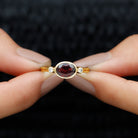 1.75 CT Oval Cut Rhodolite East West Ring with Diamond Stones Rhodolite - ( AAA ) - Quality - Rosec Jewels