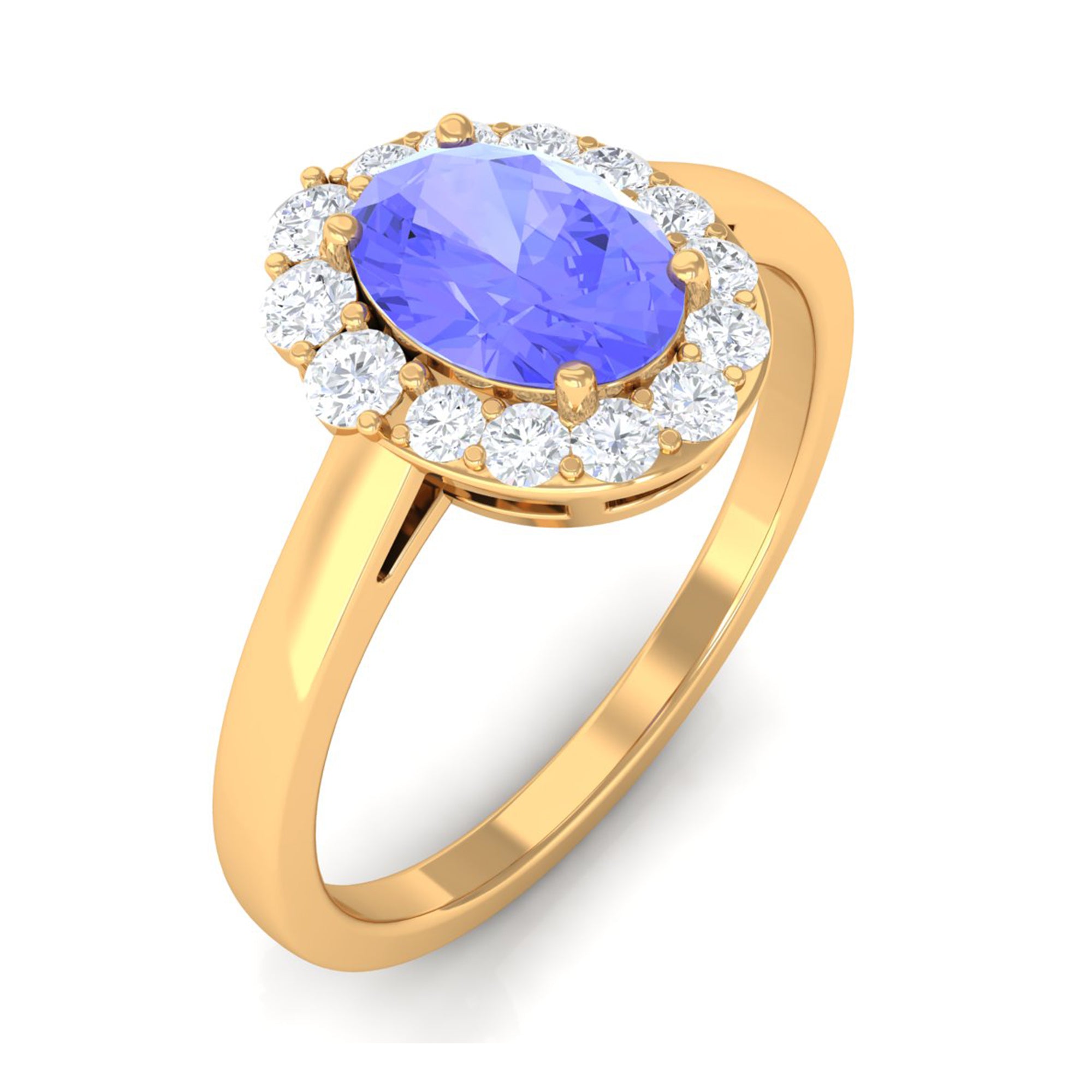 Oval Shape Tanzanite Classic Halo Engagement Ring Tanzanite - ( AAA ) - Quality - Rosec Jewels