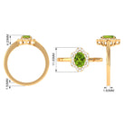 Oval Peridot Cocktail Flower Ring with Diamond Peridot - ( AAA ) - Quality - Rosec Jewels