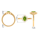 Oval Peridot Cocktail Flower Ring with Diamond Peridot - ( AAA ) - Quality - Rosec Jewels