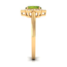 Oval Peridot Cocktail Flower Ring with Diamond Peridot - ( AAA ) - Quality - Rosec Jewels