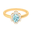 1.25 CT Oval Aquamarine Cocktail Engagement Ring with Diamond Floral Halo Aquamarine - ( AAA ) - Quality - Rosec Jewels