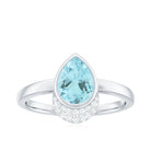 Bezel Set Sky Blue Topaz Teardrop Cocktail Ring with Diamond Accent Sky Blue Topaz - ( AAA ) - Quality - Rosec Jewels