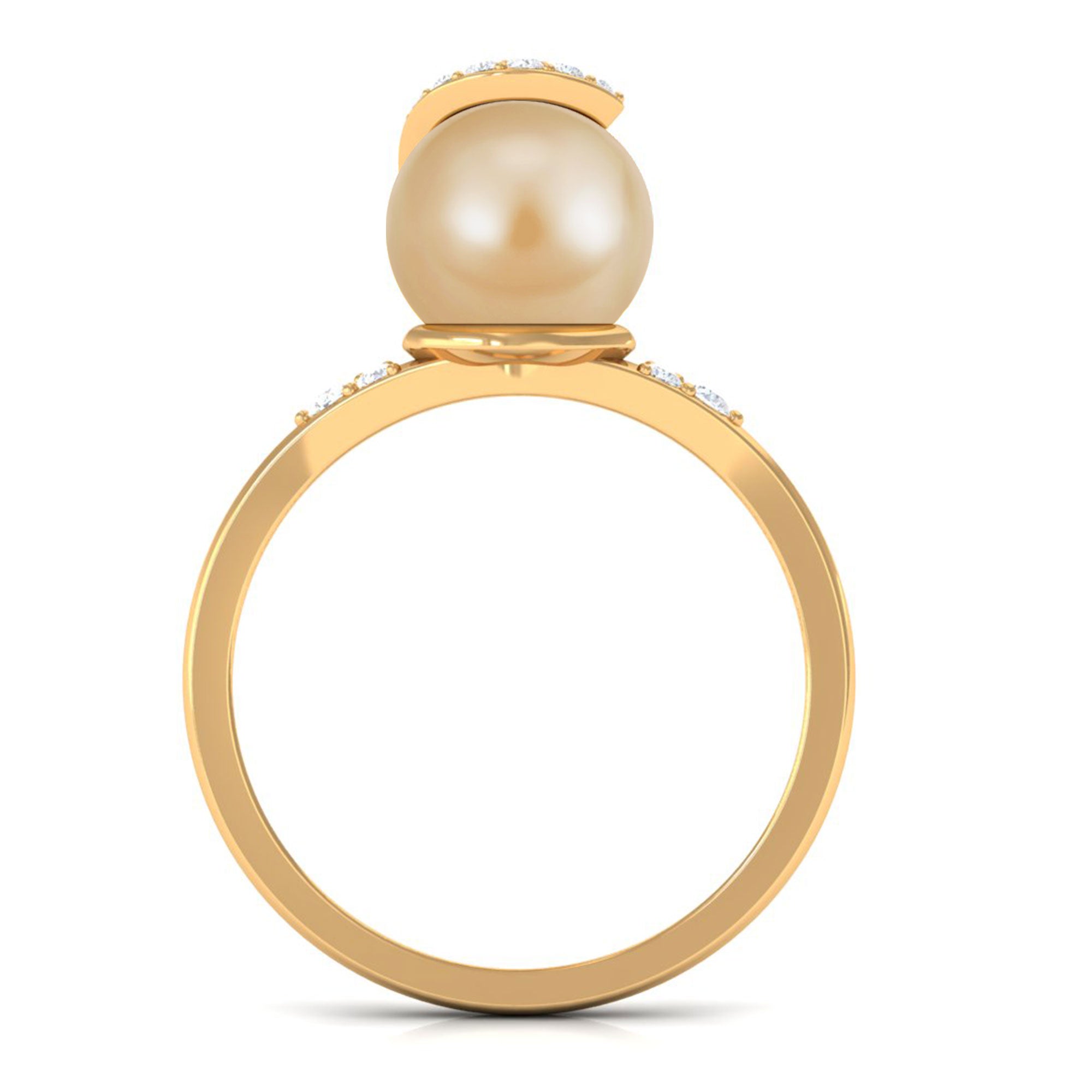 Designer South Sea Pearl Solitaire Engagement Ring with Diamond South Sea Pearl - ( AAA ) - Quality - Rosec Jewels