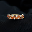 Orange Sapphire and Diamond Cluster Half Eternity Ring Orange Sapphire - ( AAA ) - Quality - Rosec Jewels