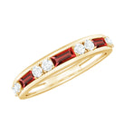 Minimal Created Ruby and Diamond Half Eternity Band Ring Lab Created Ruby - ( AAAA ) - Quality - Rosec Jewels