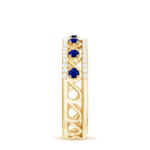 Designer Blue Sapphire and Diamond Half Eternity Band Ring Blue Sapphire - ( AAA ) - Quality - Rosec Jewels