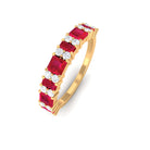 Lab Grown Ruby and Diamond Classic Eternity Band Ring Lab Created Ruby - ( AAAA ) - Quality - Rosec Jewels