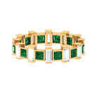 Princess Cut Created Emerald and Baguette Moissanite Alternate Eternity Ring Lab Created Emerald - ( AAAA ) - Quality - Rosec Jewels