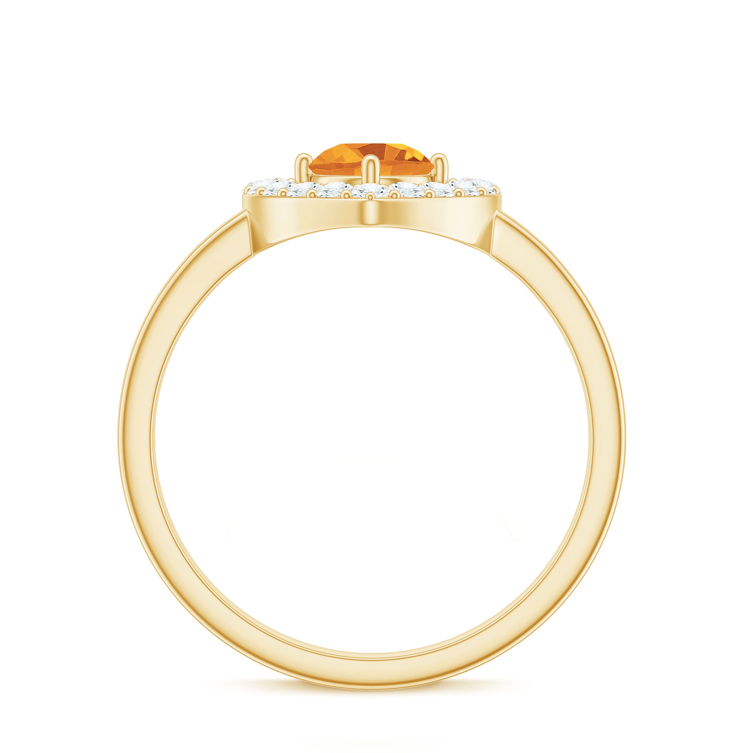 1 CT Round Citrine Heart Engagement Ring with Diamond Halo Citrine - ( AAA ) - Quality - Rosec Jewels