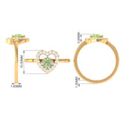 Green Sapphire Heart Promise Ring with Diamond Halo Green Sapphire - ( AAA ) - Quality - Rosec Jewels