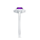 Princess Cut Amethyst and Diamond Flower Halo Ring Amethyst - ( AAA ) - Quality - Rosec Jewels