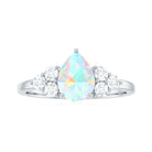 Pear Shaped Ethiopian Opal Ring with Diamond Trio Ethiopian Opal - ( AAA ) - Quality - Rosec Jewels