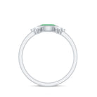 Marquise Cut Emerald East West Promise Ring with Diamond Trio Emerald - ( AAA ) - Quality - Rosec Jewels