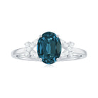 1.25 CT Oval London Blue Topaz Solitaire Split Shank Ring with Diamond London Blue Topaz - ( AAA ) - Quality - Rosec Jewels