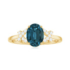 1.25 CT Oval London Blue Topaz Solitaire Split Shank Ring with Diamond London Blue Topaz - ( AAA ) - Quality - Rosec Jewels