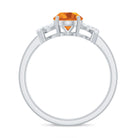 Split Shank Oval Citrine and Diamond Solitaire Engagement Ring Citrine - ( AAA ) - Quality - Rosec Jewels