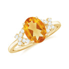 Split Shank Oval Citrine and Diamond Solitaire Engagement Ring Citrine - ( AAA ) - Quality - Rosec Jewels