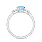 Oval Shape Aquamarine Solitaire Ring with Diamond Aquamarine - ( AAA ) - Quality - Rosec Jewels