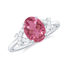 Split Shank Oval Pink Tourmaline and Diamond Solitaire Engagement Ring Pink Tourmaline - ( AAA ) - Quality - Rosec Jewels