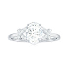 Oval Zircon Solitaire Split Shank Ring Zircon - ( AAAA ) - Quality - Rosec Jewels