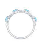 Braided Half Eternity Ring with Aquamarine and Diamond Aquamarine - ( AAA ) - Quality - Rosec Jewels