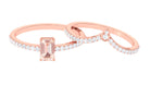 Genuine Morganite and Diamond Stackable Ring Set Morganite - ( AAA ) - Quality - Rosec Jewels