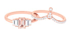 Morganite Stackable Ring Set with Moissanite Morganite - ( AAA ) - Quality - Rosec Jewels